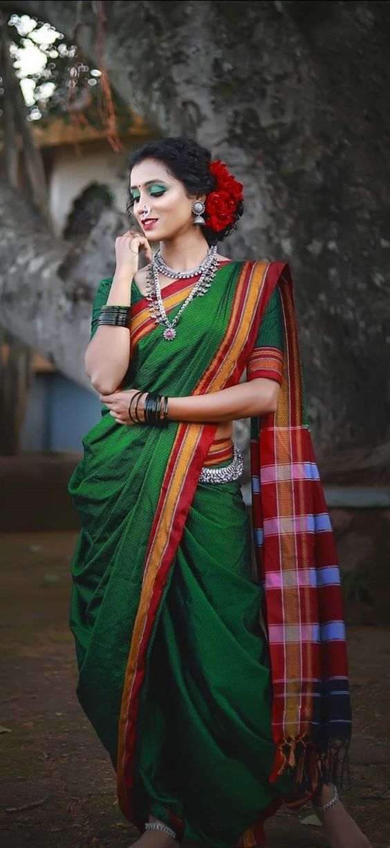 Glamorous Nauvari Saree Photoshoot by Bhagyashree Mote